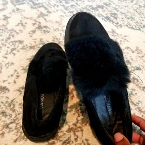 Girls Fur Flat Shoe Size 3
